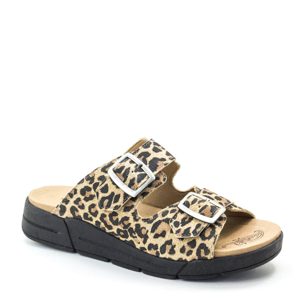 Dromedaris Terry Slip-On Leather Sandal In Animal Prints