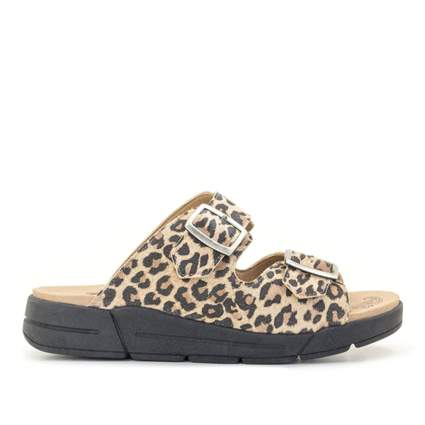 Dromedaris Terry Slip-On Leather Sandal In Animal Prints