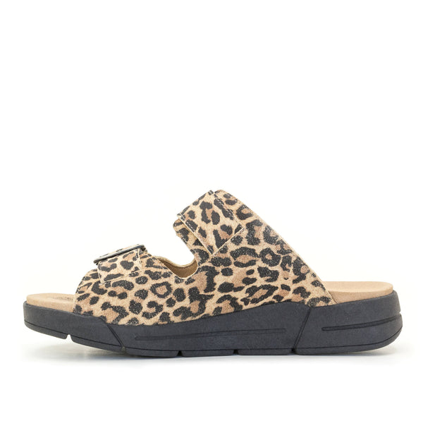 Dromedaris Terry Slip-On Leather Sandal In Animal Prints