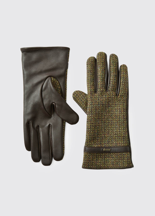 dubarry Ballycastle Ladies Tweed Leather Gloves - Heath