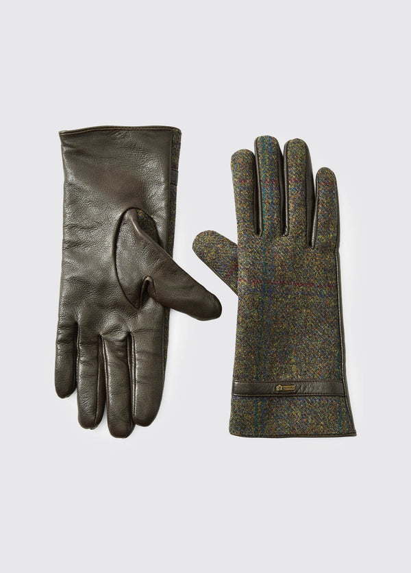 dubarry Ballycastle Ladies Tweed Leather Gloves - Hemlock