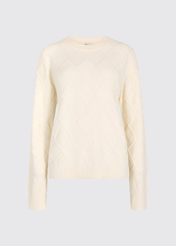 dubarry Banteer Women’s Cable Knit Crew Neck - Oyster