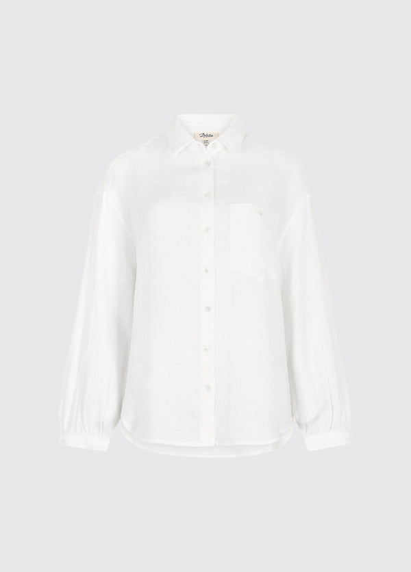 dubarry Silvergrass Women’s Relaxed Linen Shirt - White
