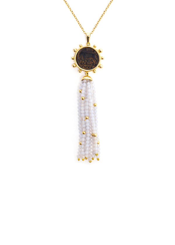 dubini Capitoline-Wolf Chalcedony Tassel Pendant