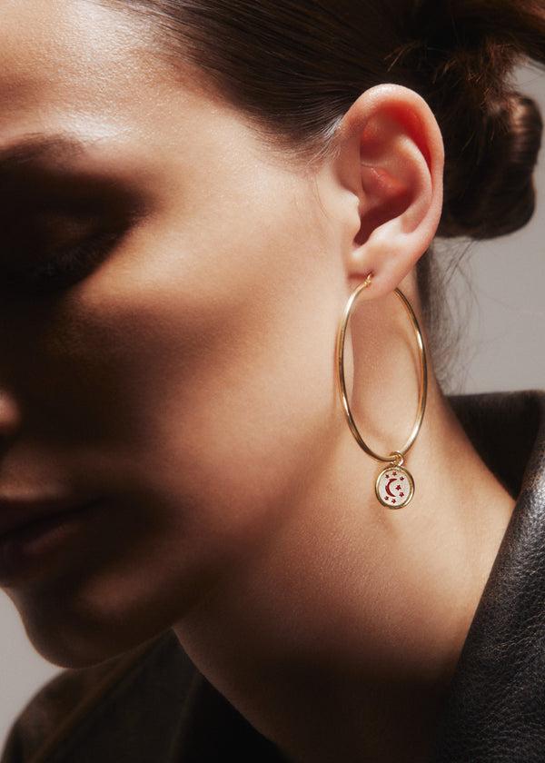 Dubini Moon & Stars Enamel Hoops