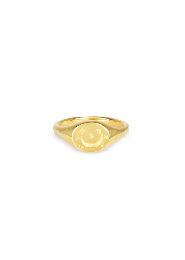 Dubini Moon & Stars Signet Ring