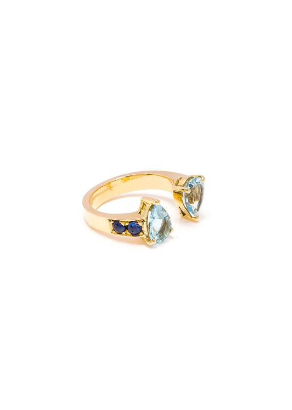 Dubini Theodora Double Aqua Tear Ring