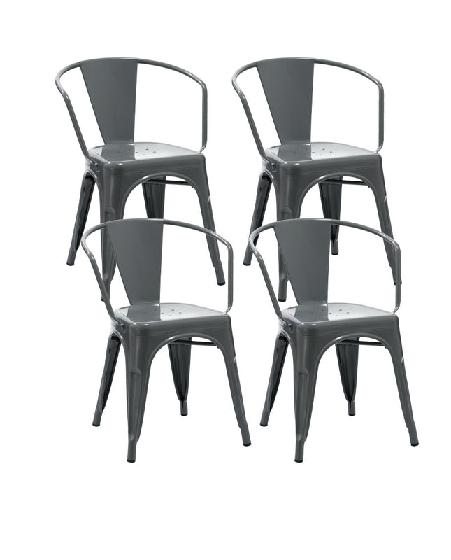 Duhome 18" Charlotte Stackable Steel Dining Chairs Set Of 4