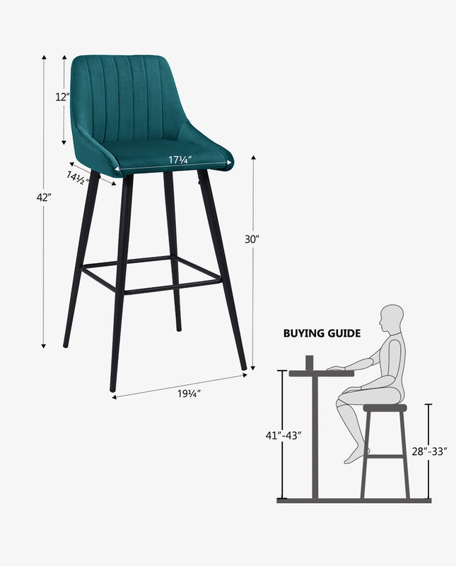 Duhome 24"/30" New Orleans Padded Bar Stools Set Of 2