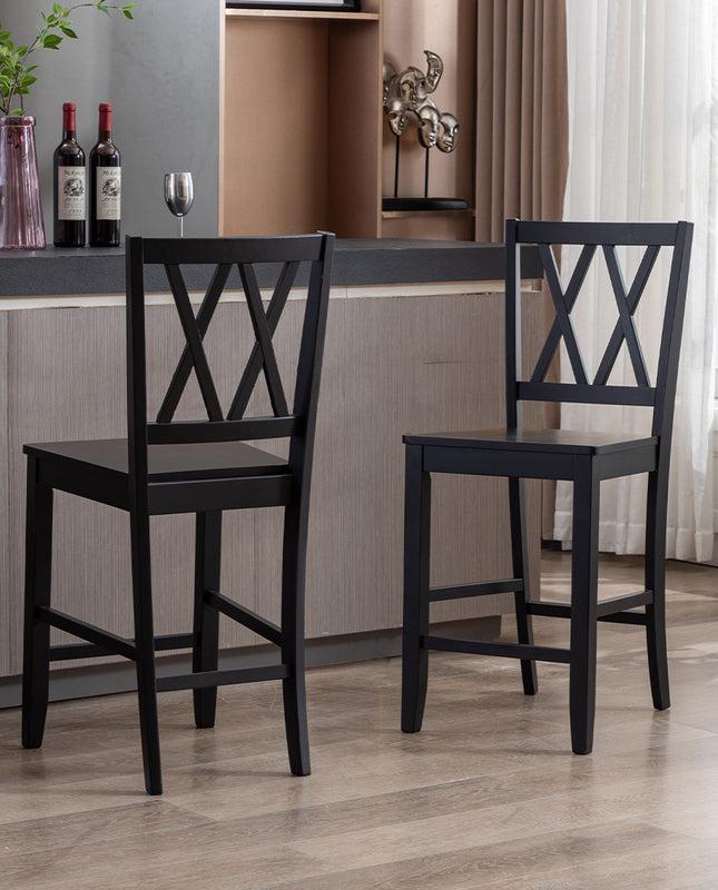 Duhome 24" Monroe Double-X Wood Counter Stools Set Of 2