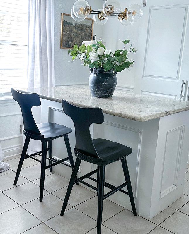 Duhome 24" Virginia Beach Curved Slat Back Wooden Counter Stools Set Of 2