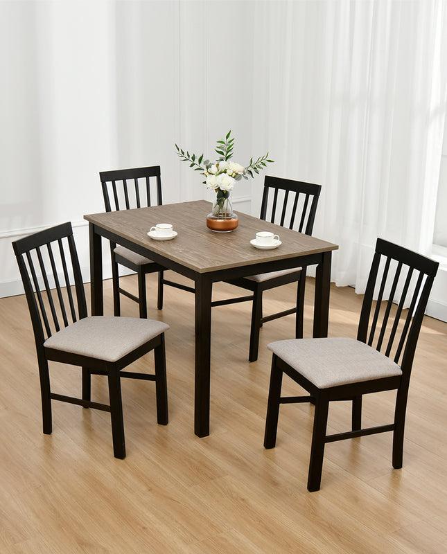 Duhome Big Bear Lake Dining Set (1 Table+4 Slat Back Chairs)