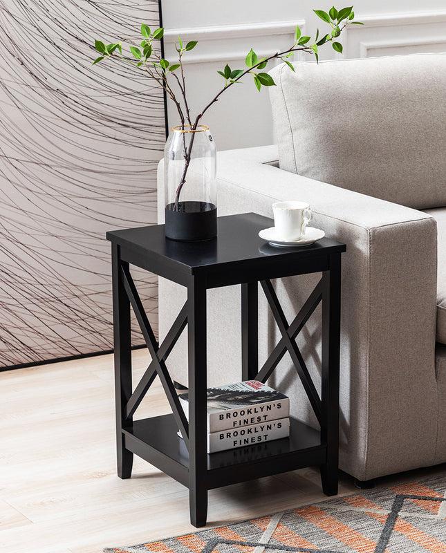 Duhome 24" Visalia X-Side Tall Wood End Table