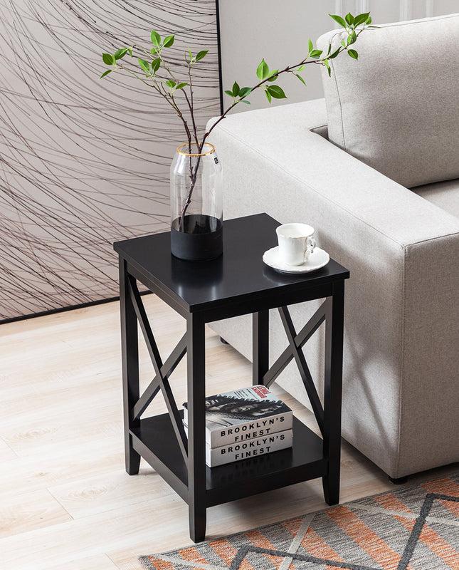 Duhome 24" Visalia X-Side Tall Wood End Table