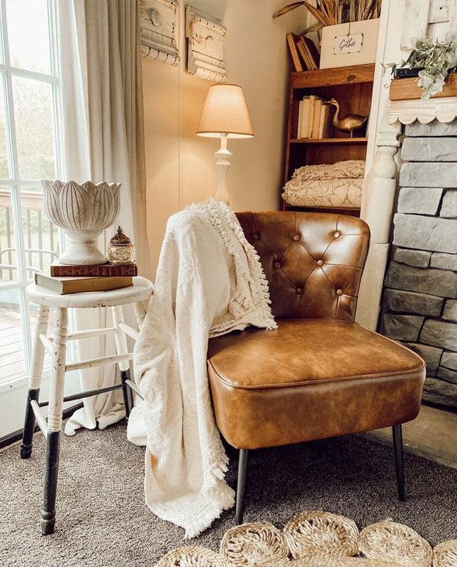 Duhome Arlington Faux Leather Slipper Chair