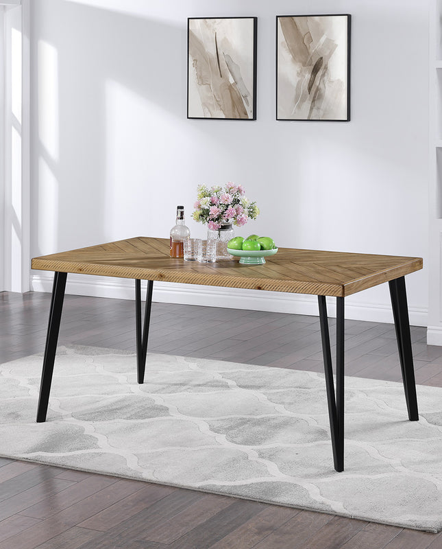 Duhome Bandera Chevron Pattern Wooden Dining Table