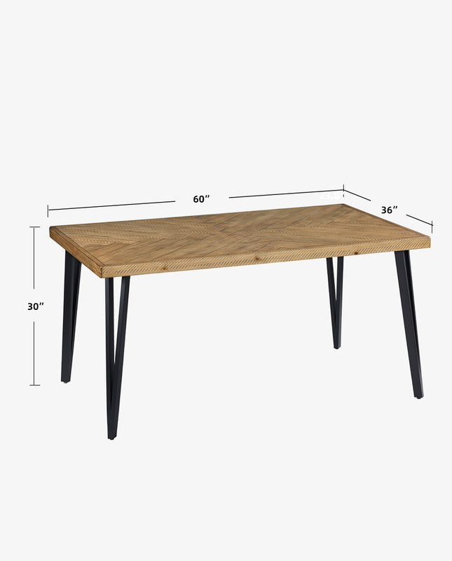 Duhome Bandera Chevron Pattern Wooden Dining Table