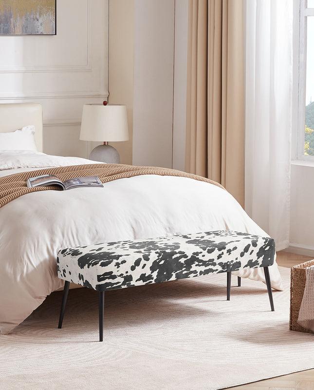 Duhome Cody Cow-Print Velvet Bedroom Bench