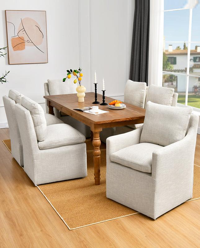 duhome Denton Upholstered Rolling Dining Chair