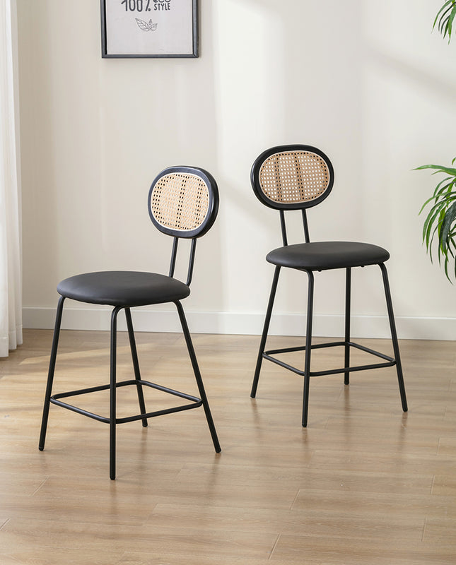 Duhome Kalamazoo Cane Back Counter Stools Set Of 2