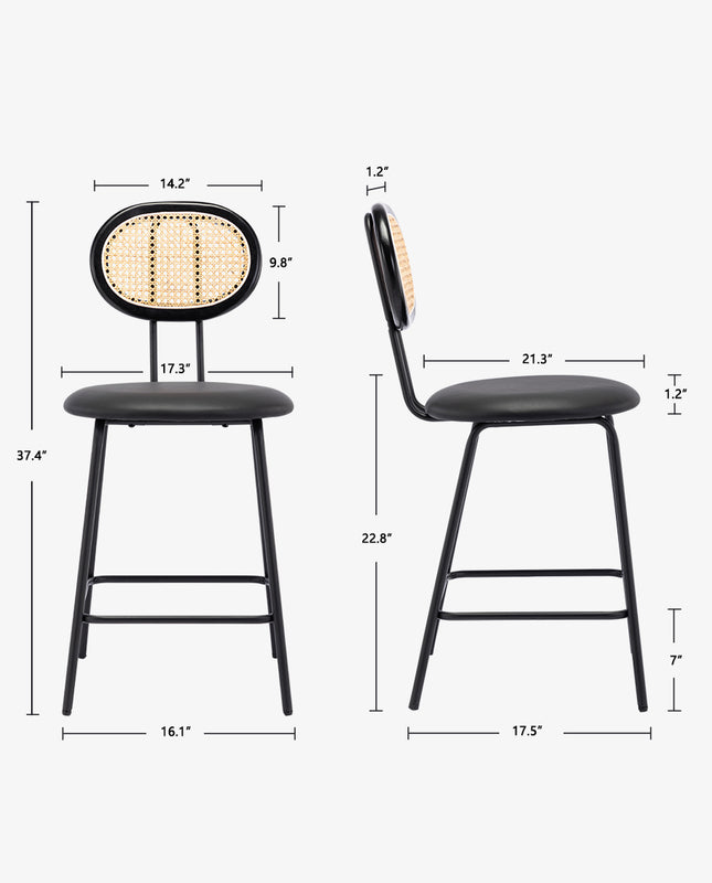 Duhome Kalamazoo Cane Back Counter Stools Set Of 2