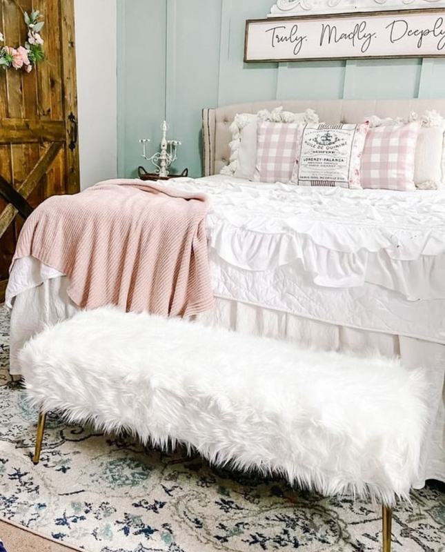 Duhome Lansing Faux Fur Bedroom Bench
