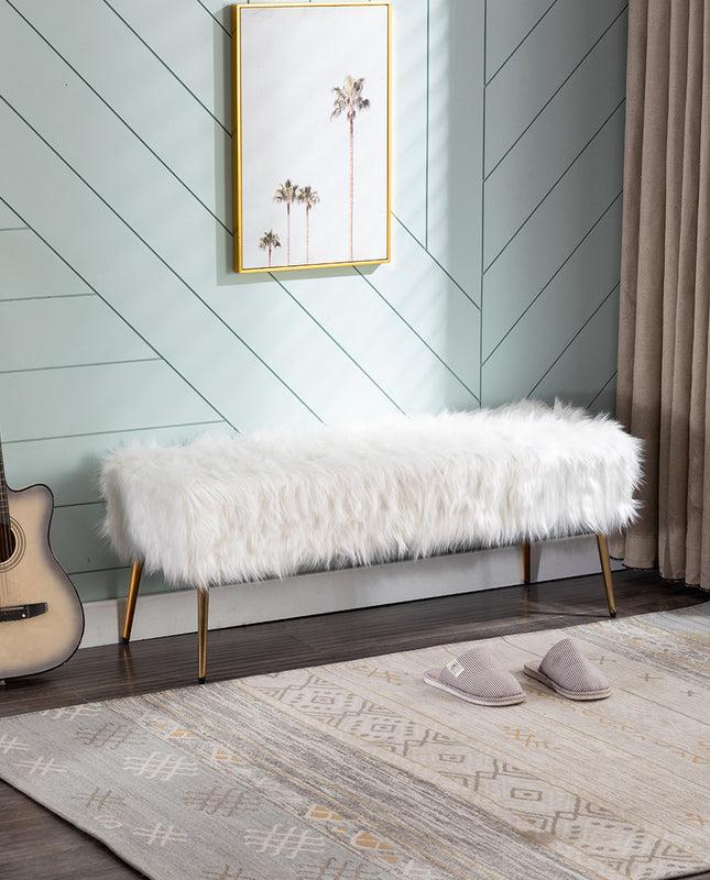 Duhome Lansing Faux Fur Bedroom Bench