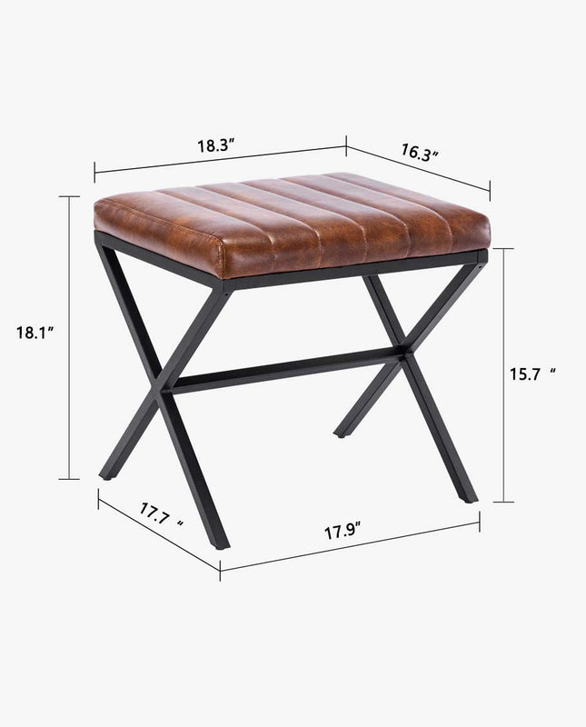 Duhome Macon Channel-Tufted Faux Leather X Bench