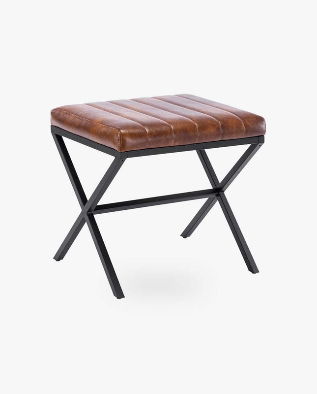 duhome Macon Channel-Tufted Faux Leather X Bench