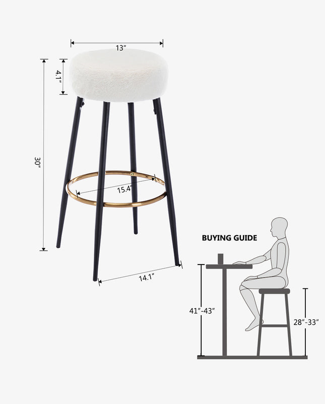 Duhome Maui Faux Fur Bar Stools Set Of 2