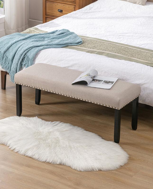 Duhome Oakland Faux Linen Upholstered Bench