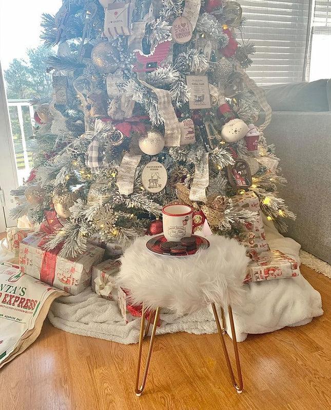 Duhome Orlando Fluffy Faux Fur Vanity Stool