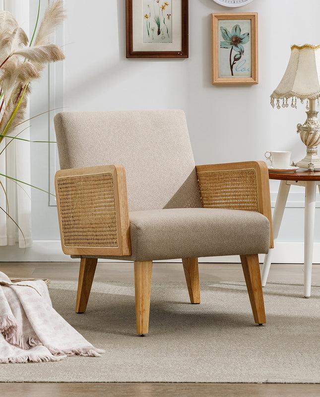Duhome Stockton Rattan Cane Fabric Armchair