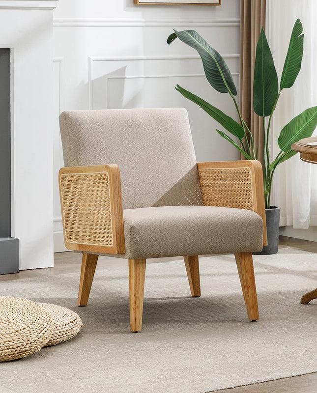 Duhome Stockton Rattan Cane Fabric Armchair