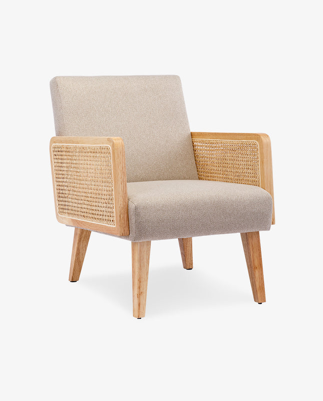 duhome Stockton Rattan Cane Fabric Armchair
