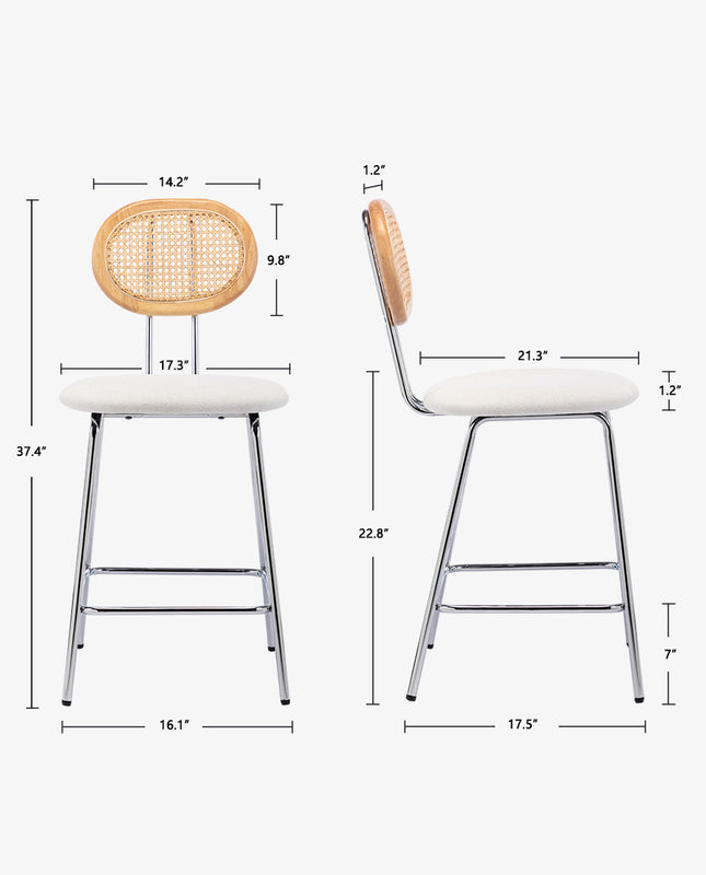 Duhome Surfside Cane Back Counter Stools Set Of 2