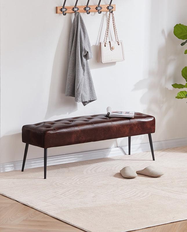 Duhome Taos Tufted Faux Leather Bedroom Bench