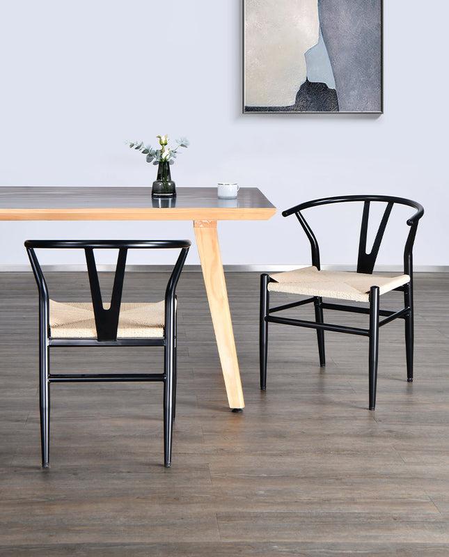 Duhome Estes Park Scandi-Style Wishbone Metal Chairs Set Of 2