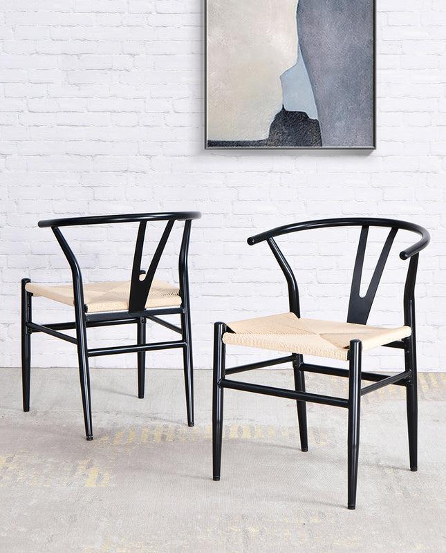 Duhome Estes Park Scandi-Style Wishbone Metal Chairs Set Of 2