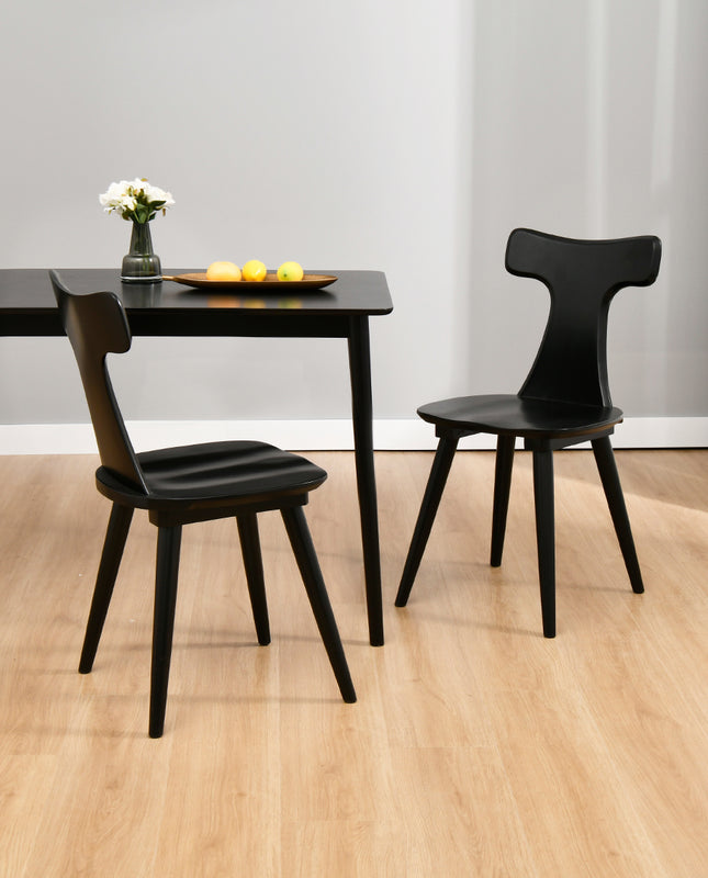 Duhome Huntington Beach Curved Slat Back Wooden Dining Chairs Set Of 2