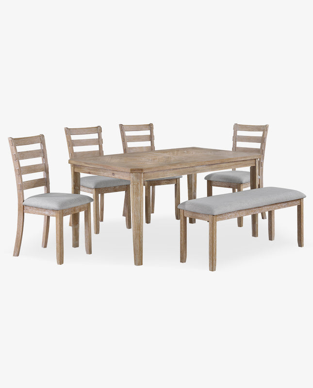 duhome Kanab 6-Piece Dining Table Set (1 Table+4 Chairs+1 Bench)