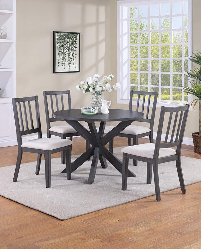 Duhome Lake Charles Round Trestle Dining Table Set (1 Table+4 Slat Back Chairs)