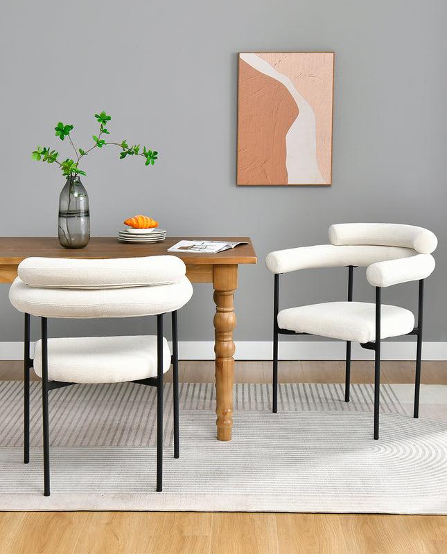 Duhome Redding Curved Backrest Boucle Dining Chairs Set Of 2