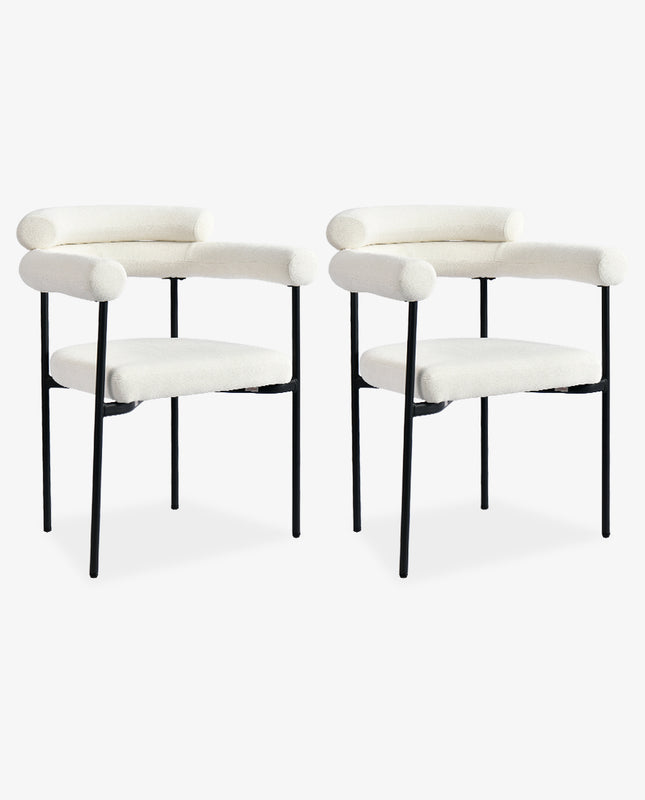 duhome Redding Curved Backrest Boucle Dining Chairs Set of 2
