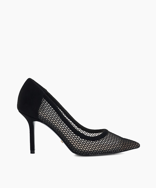 dune london Accept - Black Pointed Toe Mesh Court Shoes