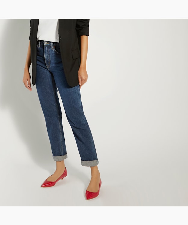 Dune London Actual - Red Reptile-Debossed Kitten-Heeled Court Shoes