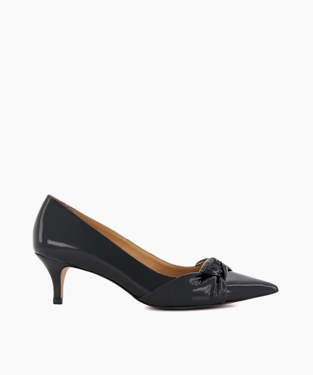 dune london Address - Black Twist-Detail Patent-Leather Courts
