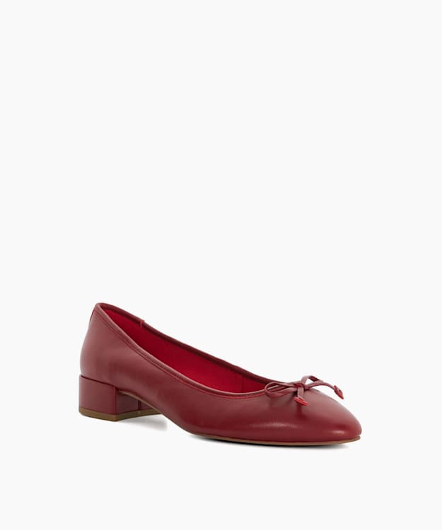 Dune London Admirably - Burgundy Low Block Heel Ballet Flats