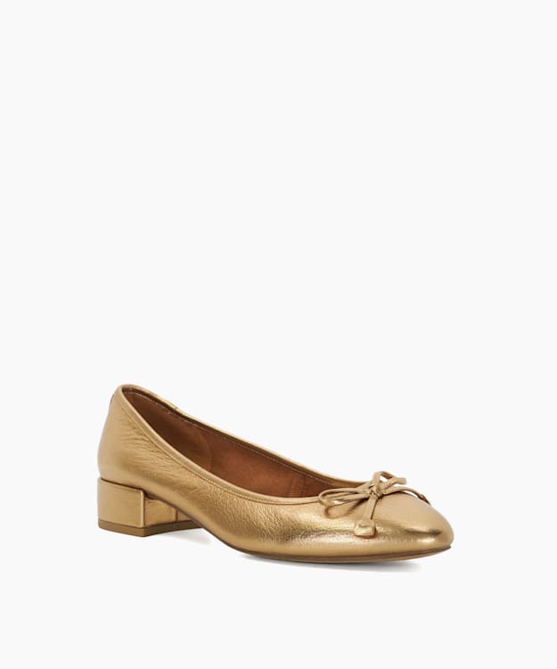 Dune London Admirably - Gold Low Block Heel Ballet Flats