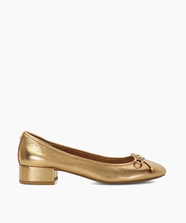 dune london Admirably - Gold Low Block Heel Ballet Flats